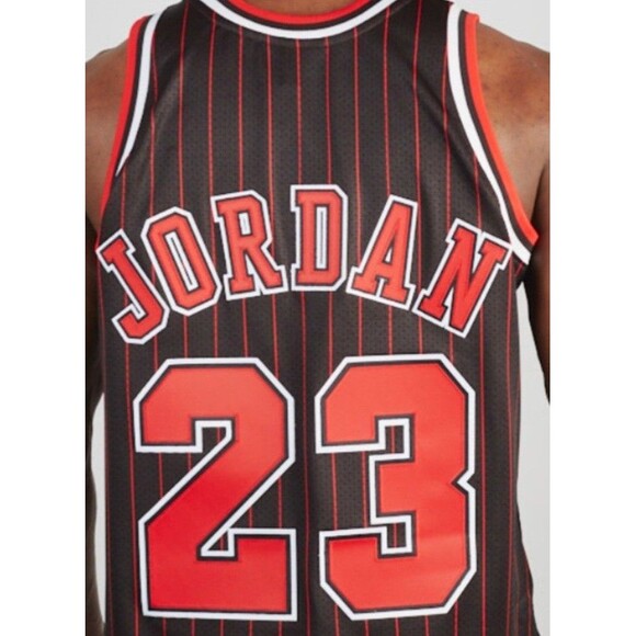 Michael Jordan (Mitchell & Ness)-(Bulls)-(Jersey)-(Black)-(Stripe)-(XL)-$100.00 - Picture 6 of 10